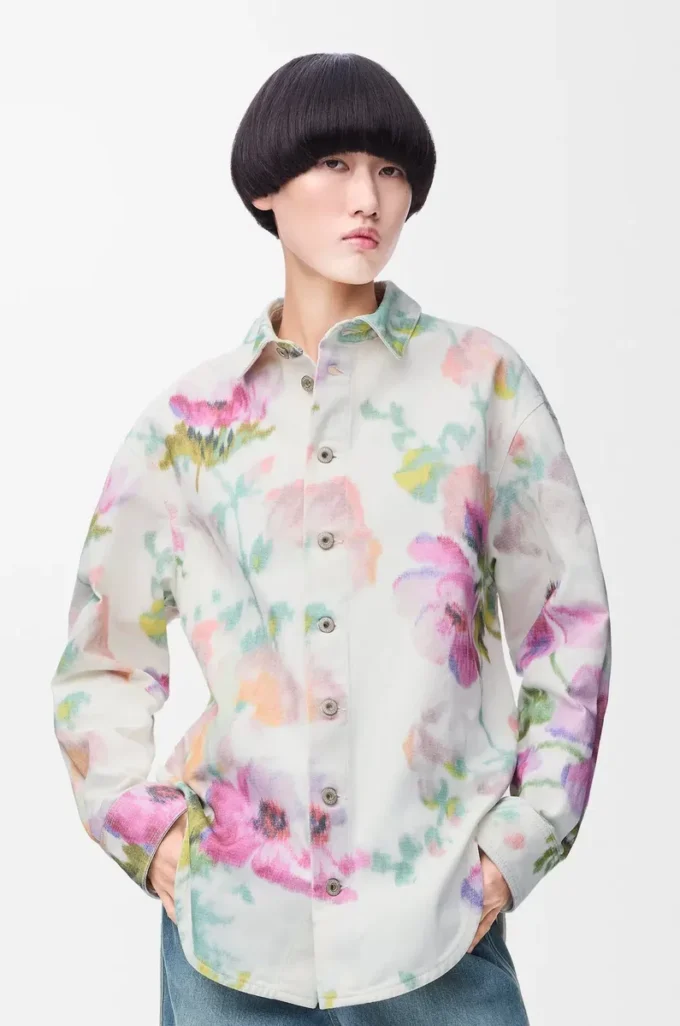 Surchemise en denim blanc/rose