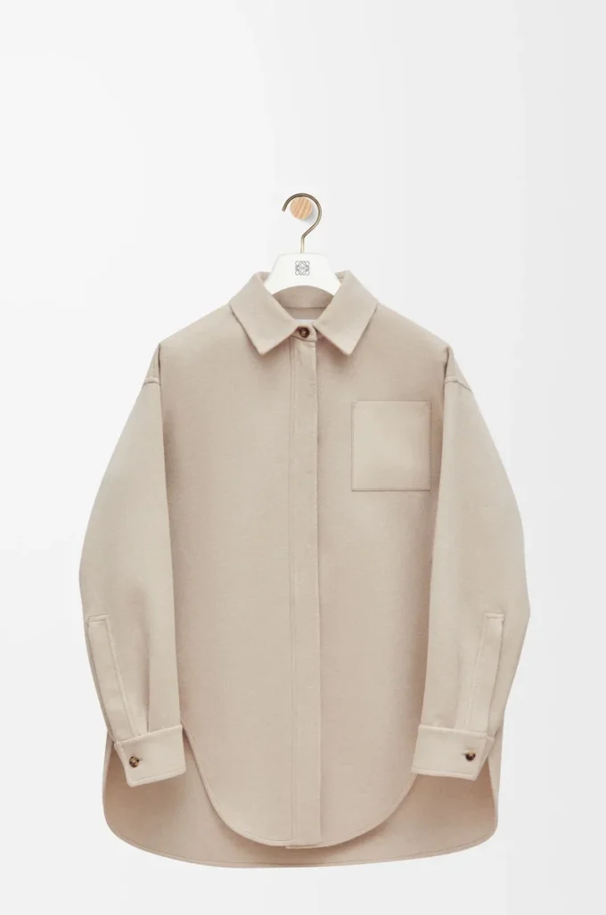 Surchemise en laine et cachemire, couleur beige clair mélangé