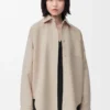 Surchemise en laine et cachemire, couleur beige clair mélangé