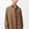 Surchemise en laine vierge et cachemire Camel/Bleu Surchemise en laine vierge et cachemire Camel/Bleu