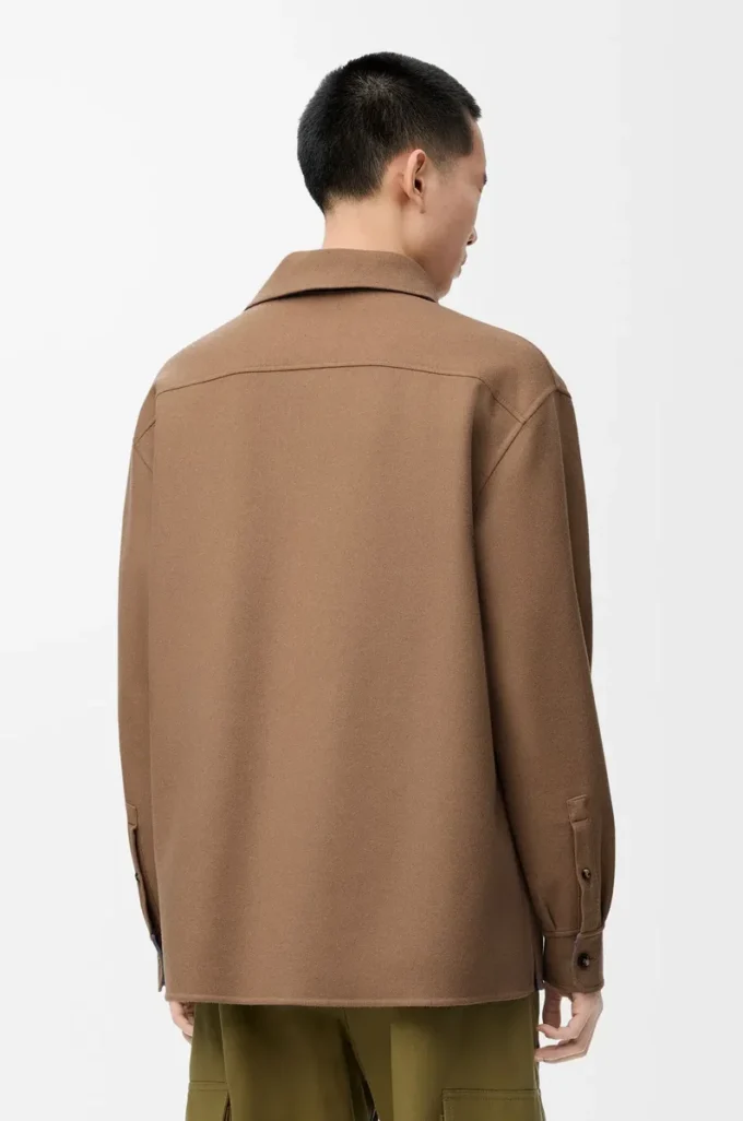 Surchemise en laine vierge et cachemire Camel/Bleu Surchemise en laine vierge et cachemire Camel/Bleu