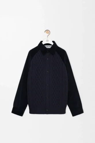 Surchemise hybride en coton et laine Bleu marine foncé/Bleu marine