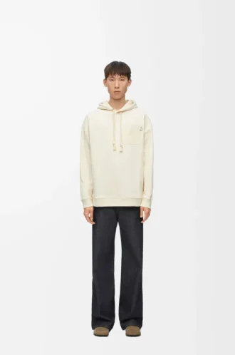 Sweat à capuche ample en coton blanc cendré