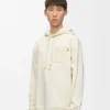 Sweat à capuche ample en coton blanc cendré