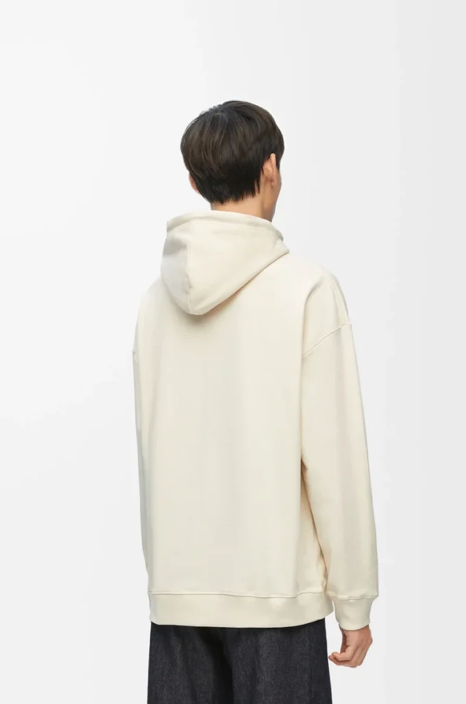 Sweat à capuche ample en coton blanc cendré