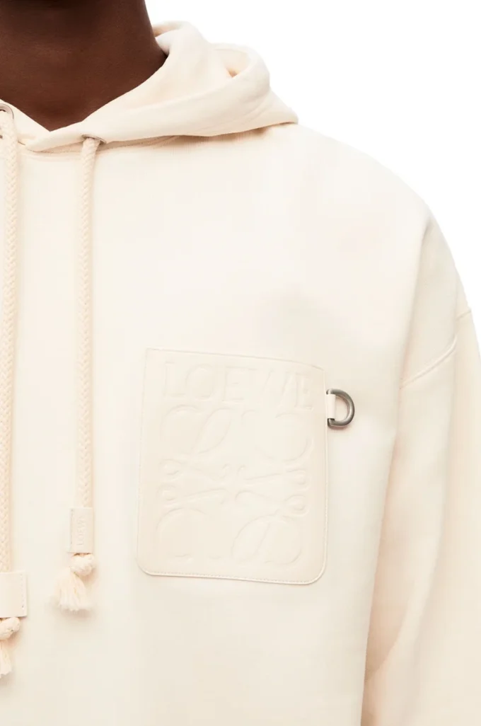 Sweat à capuche ample en coton blanc cendré