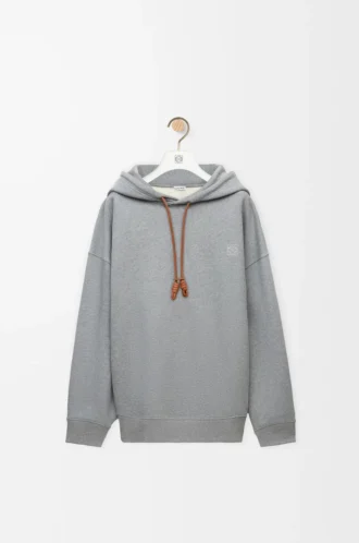 Sweat à capuche ample en coton gris chiné