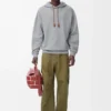 Sweat à capuche ample en coton gris chiné