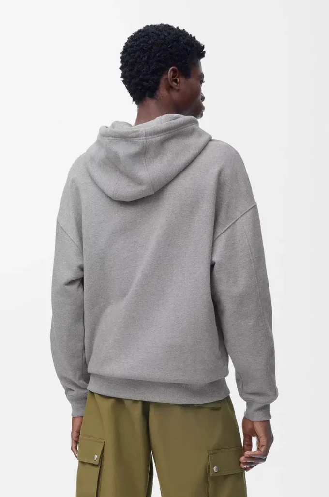 Sweat à capuche ample en coton gris chiné