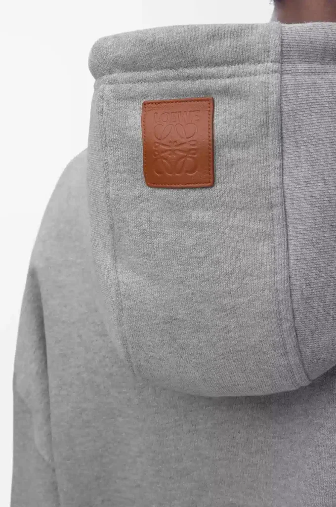 Sweat à capuche ample en coton gris chiné