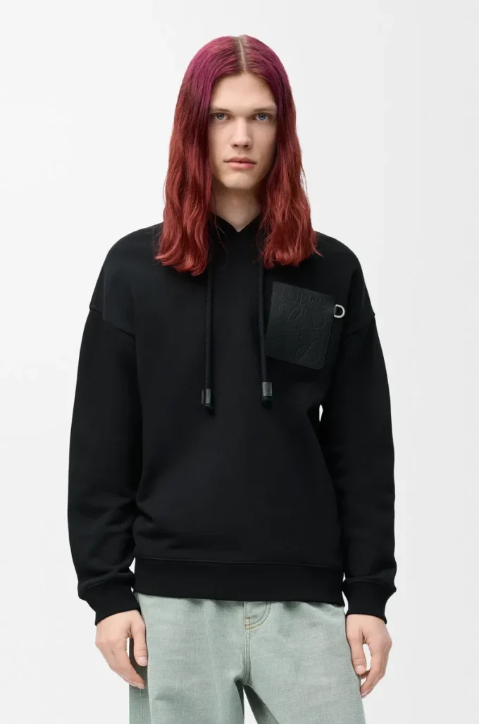 Sweat à capuche ample en coton noir