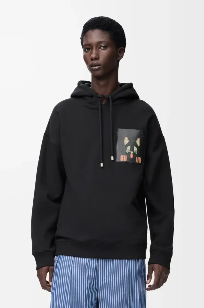 Sweat à capuche ample en coton noir