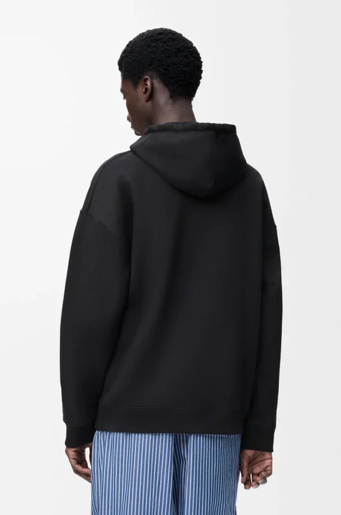 Sweat à capuche ample en coton noir