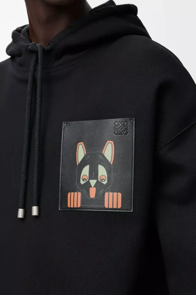 Sweat à capuche ample en coton noir