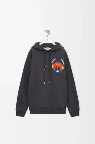 Sweat à capuche en coton gris foncé chiné