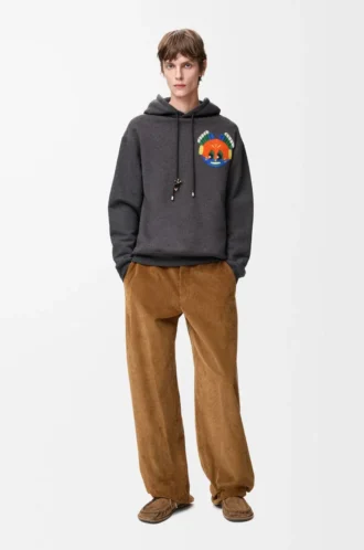 Sweat à capuche en coton gris foncé chiné