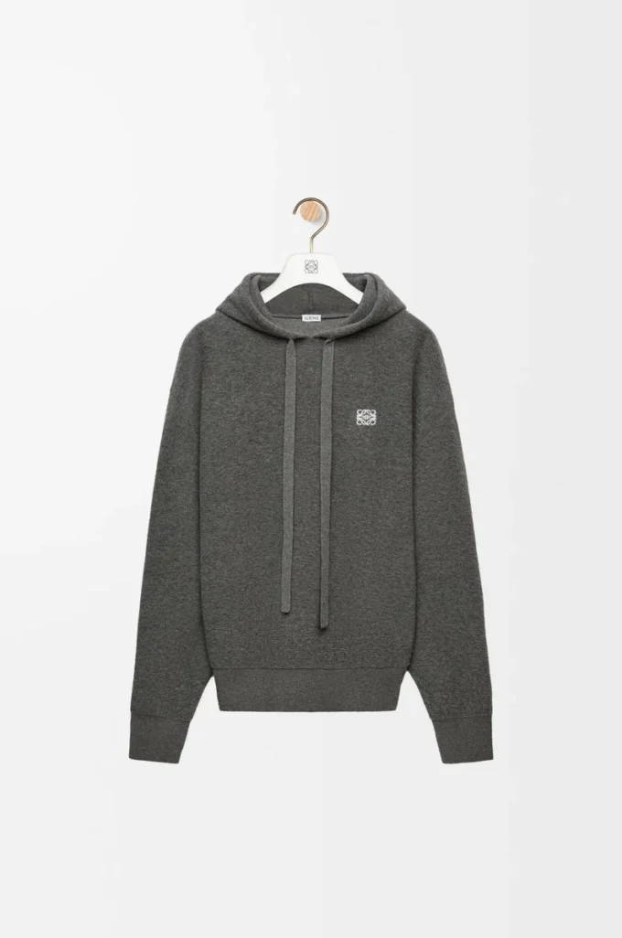 Sweat à capuche en laine gris