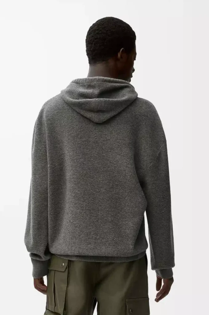 Sweat à capuche en laine gris