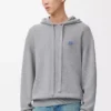 Sweat à capuche en laine gris chiné clair