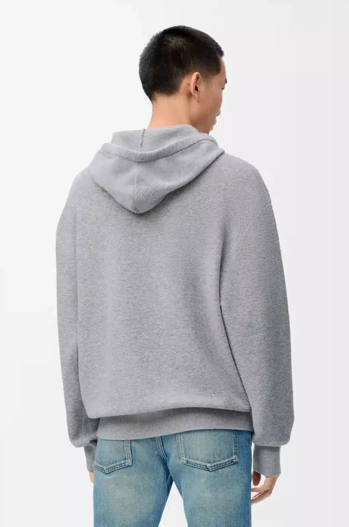 Sweat à capuche en laine gris chiné clair