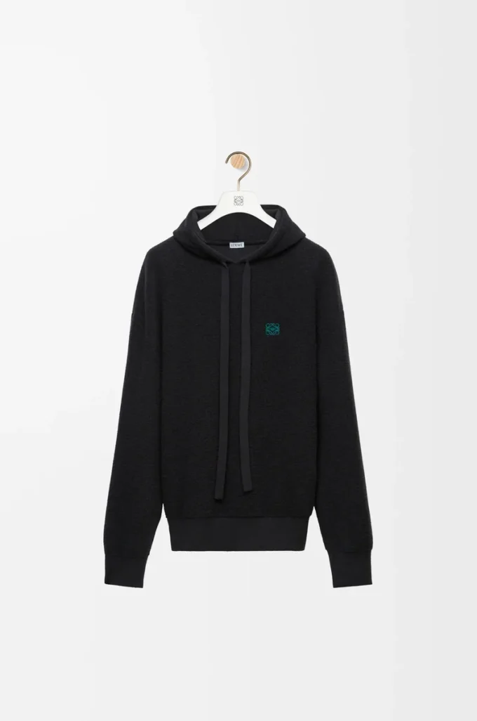 Sweat à capuche en laine noir