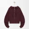 Sweat à capuche Flamenco en coton et cachemire Bordeaux foncé