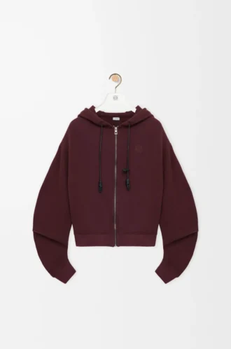 Sweat à capuche Flamenco en coton et cachemire Bordeaux foncé