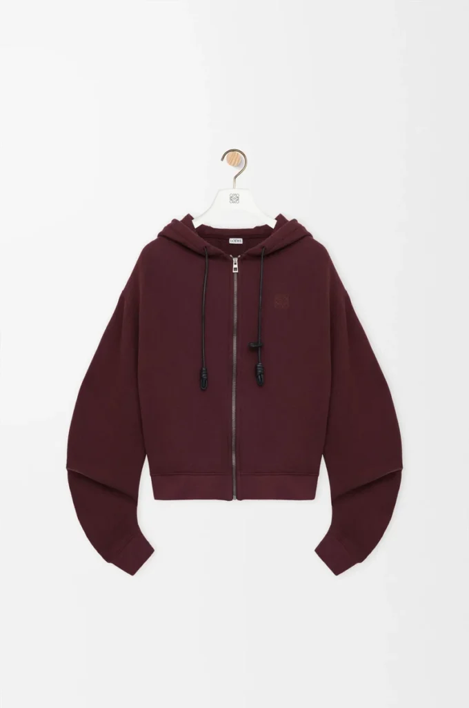 Sweat à capuche Flamenco en coton et cachemire Bordeaux foncé