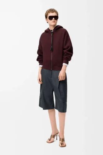 Sweat à capuche Flamenco en coton et cachemire Bordeaux foncé