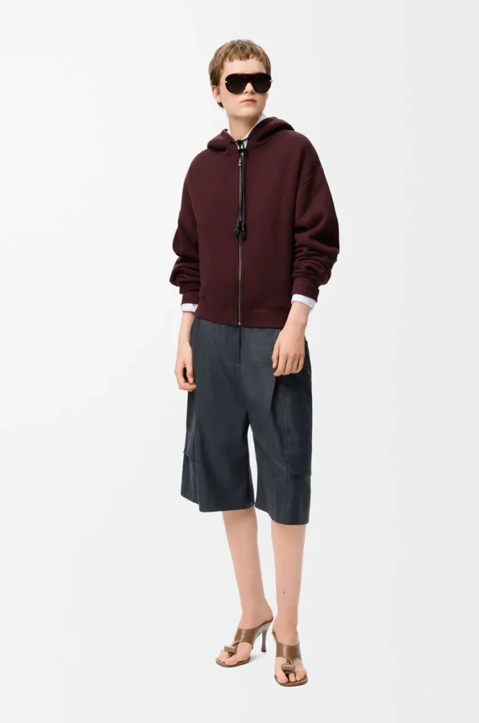 Sweat à capuche Flamenco en coton et cachemire Bordeaux foncé