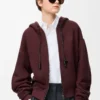 Sweat à capuche Flamenco en coton et cachemire Bordeaux foncé