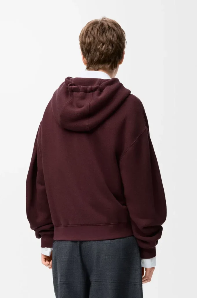 Sweat à capuche Flamenco en coton et cachemire Bordeaux foncé
