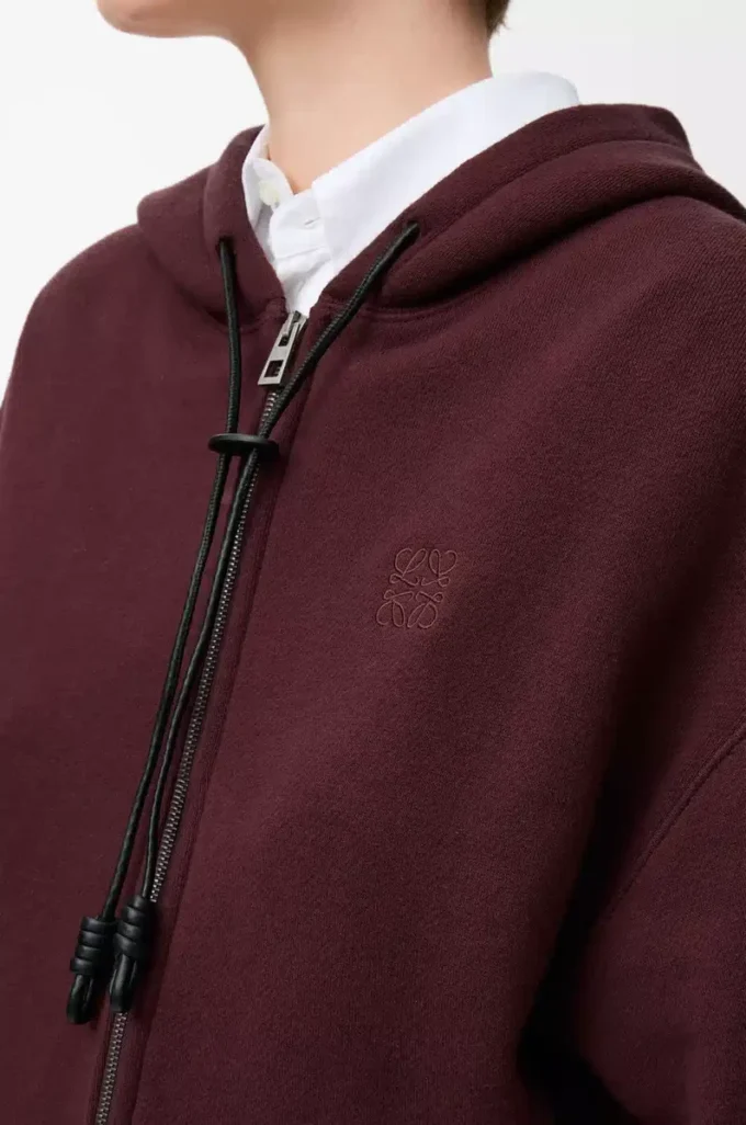 Sweat à capuche Flamenco en coton et cachemire Bordeaux foncé