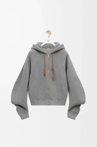 Sweat à capuche Flamenco en coton et cachemire Gris