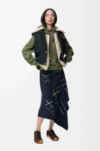 Sweat à capuche Flamenco en coton et cachemire Vert kaki