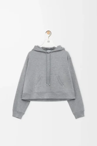 Sweat à capuche trapèze en coton mélangé Gris chiné