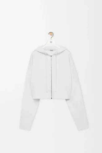 Sweat à capuche zippé Anagram en laine Blanc