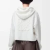 Sweat à capuche zippé Anagram en laine Blanc
