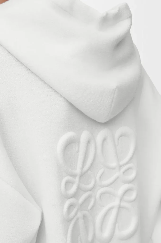 Sweat à capuche zippé Anagram en laine Blanc