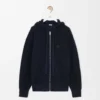 Sweat à capuche zippé Anagram en laine bleu marine