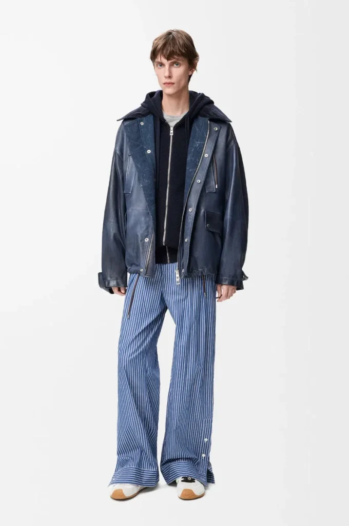 Sweat à capuche zippé Anagram en laine bleu marine