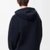 Sweat à capuche zippé Anagram en laine bleu marine