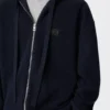 Sweat à capuche zippé Anagram en laine bleu marine