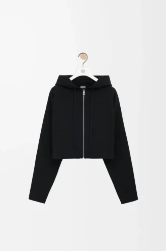 Sweat à capuche zippé Anagram en laine Noir
