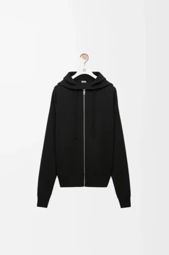 Sweat à capuche zippé Anagram en laine Noir