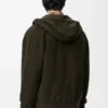 Sweat à capuche zippé Anagram en laine vert kaki