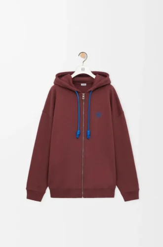 Sweat à capuche zippé en coton bordeaux Sweat à capuche zippé en coton bordeaux