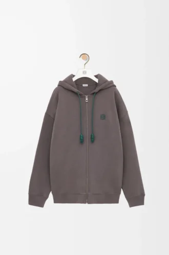 Sweat à capuche zippé en coton gris foncé
