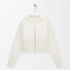 Sweat à capuche zippé en laine Blanc