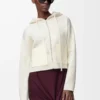 Sweat à capuche zippé en laine Blanc